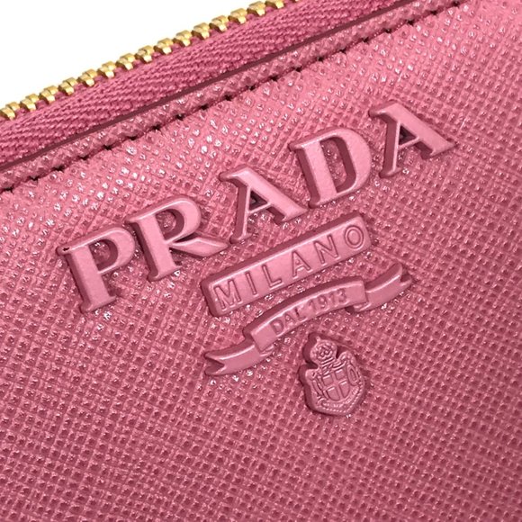 PRADA 1ML506 logo Zip Around Long Wallet BEGONIA pink